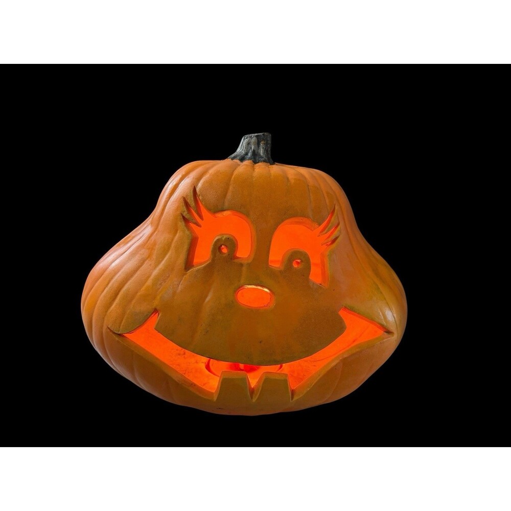 Large Gemmy Halloween Jack-O-Lantern Foam Grinch Whoville Lighted Pumpkin